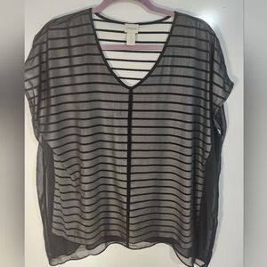 Chico's White and Black Dolman Sleeve Blouse Size  Chicos 2